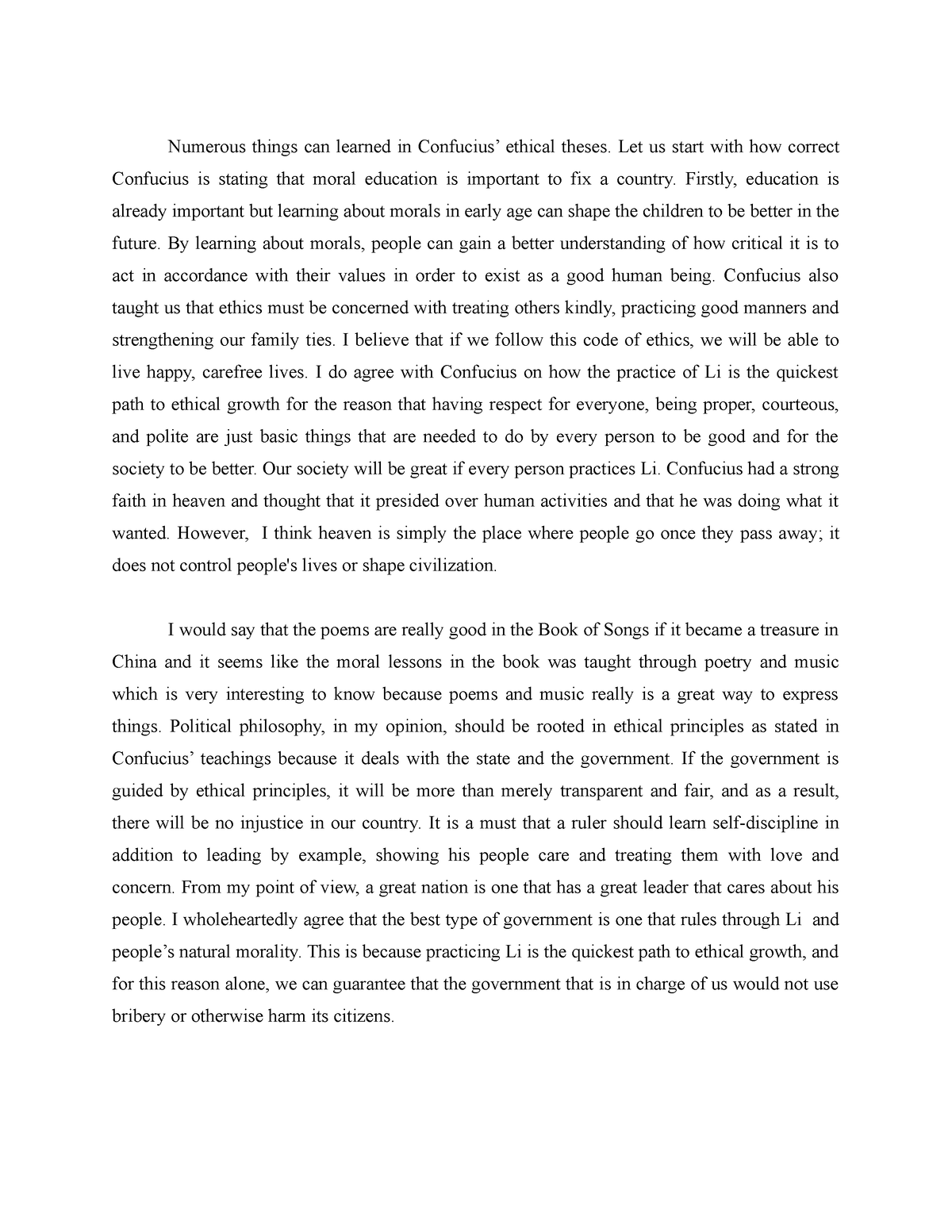 essay on confucius