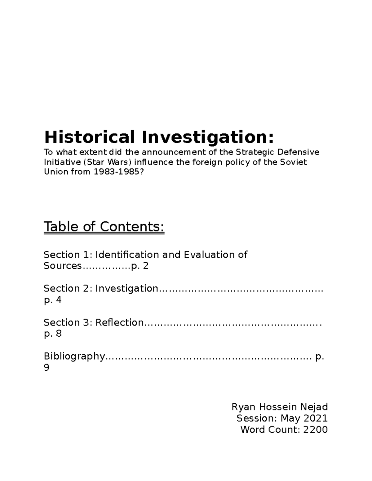 History IA Historical Investigation To what extent did the