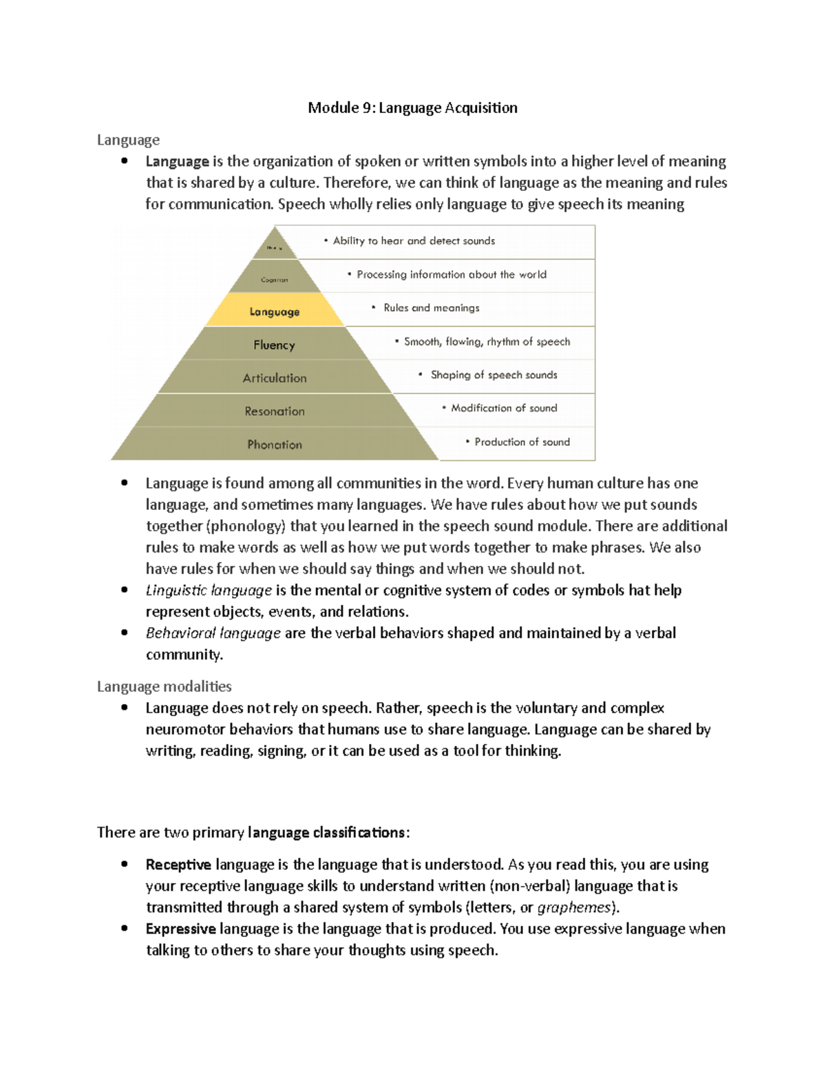 Module 9 Language Acquisition Module 9 Language Acquisition Language