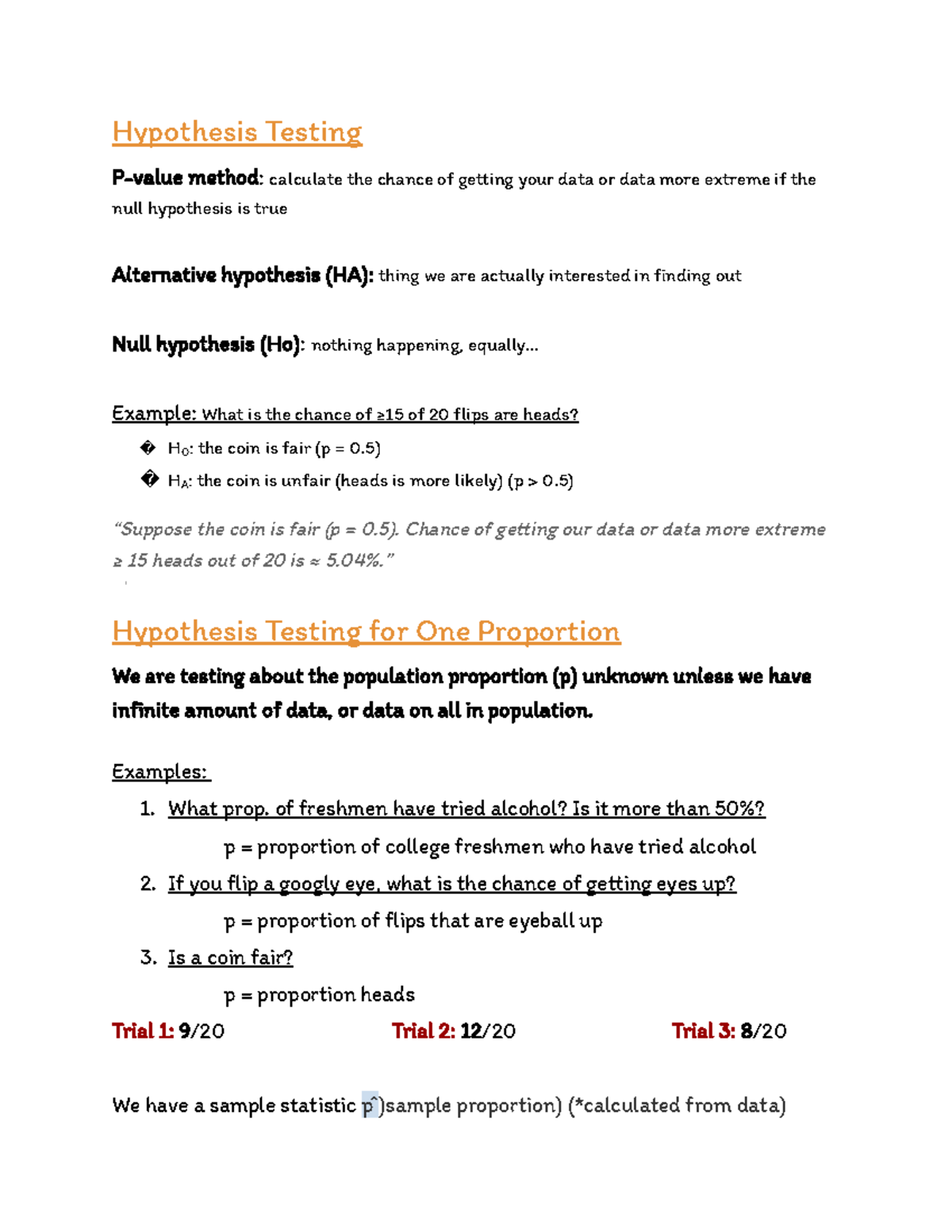 MATH220 Hypothesis Testing Hypothesis Testing Pvalue method