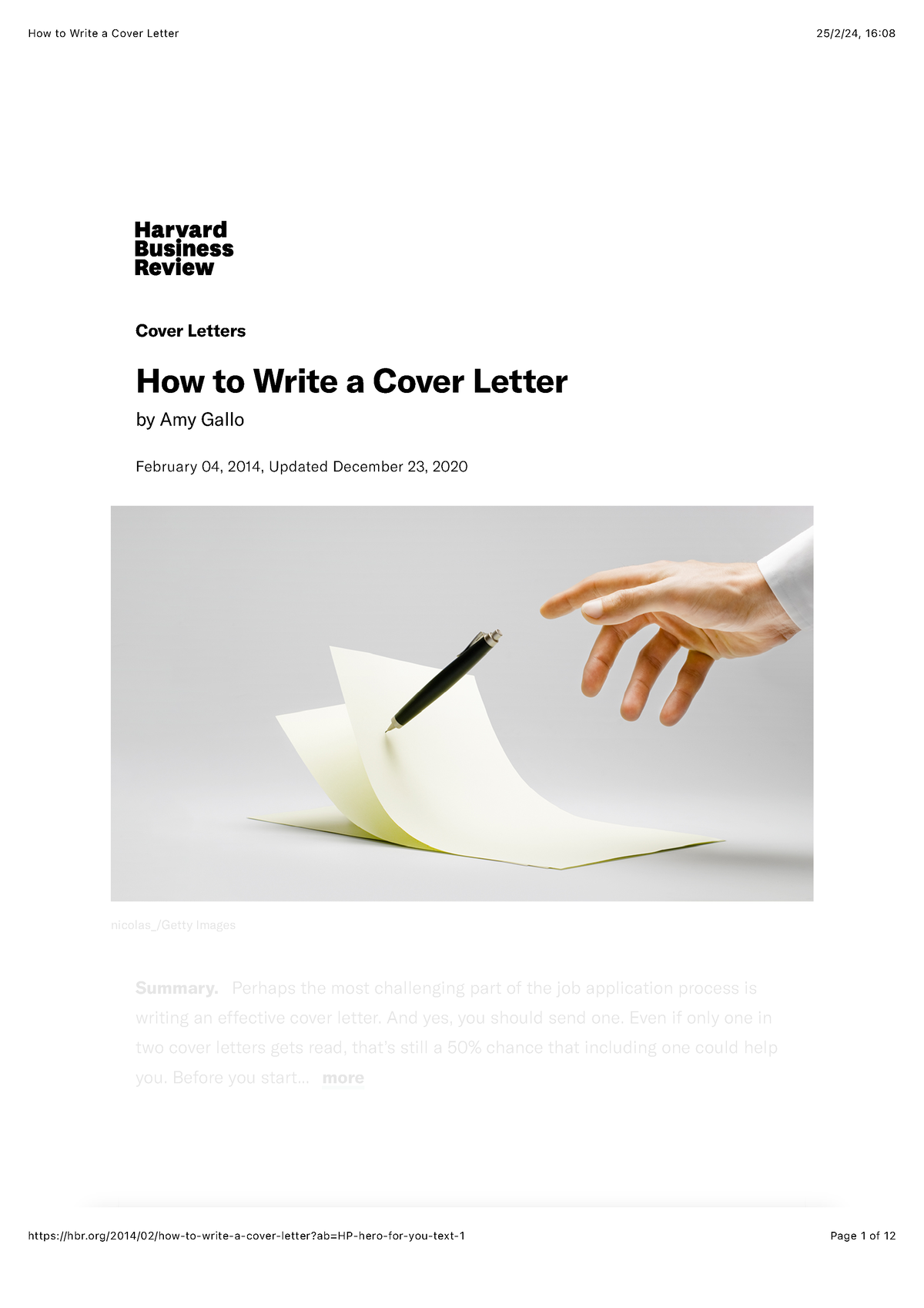 how to write a cover letter by amy gallo