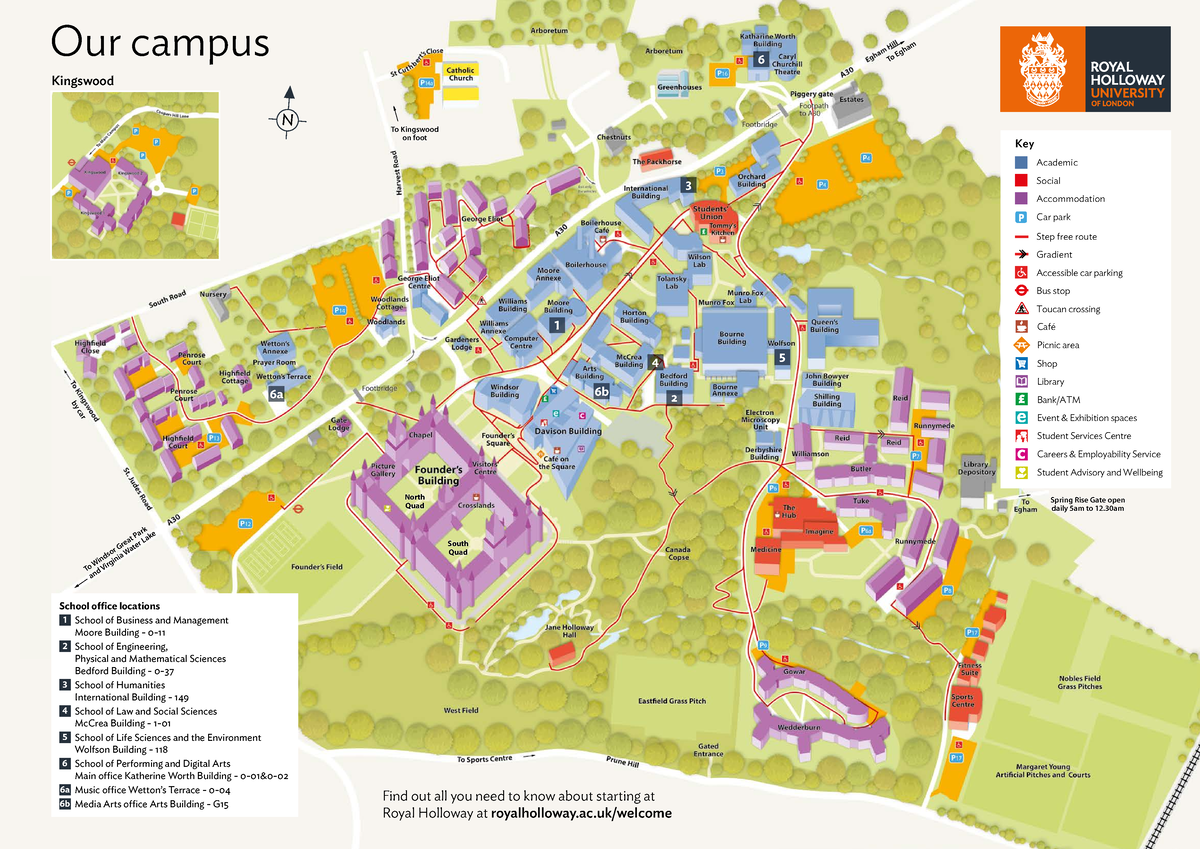 Campusplan - campus map of rhul - South Quad To Kingswood on foot To ...