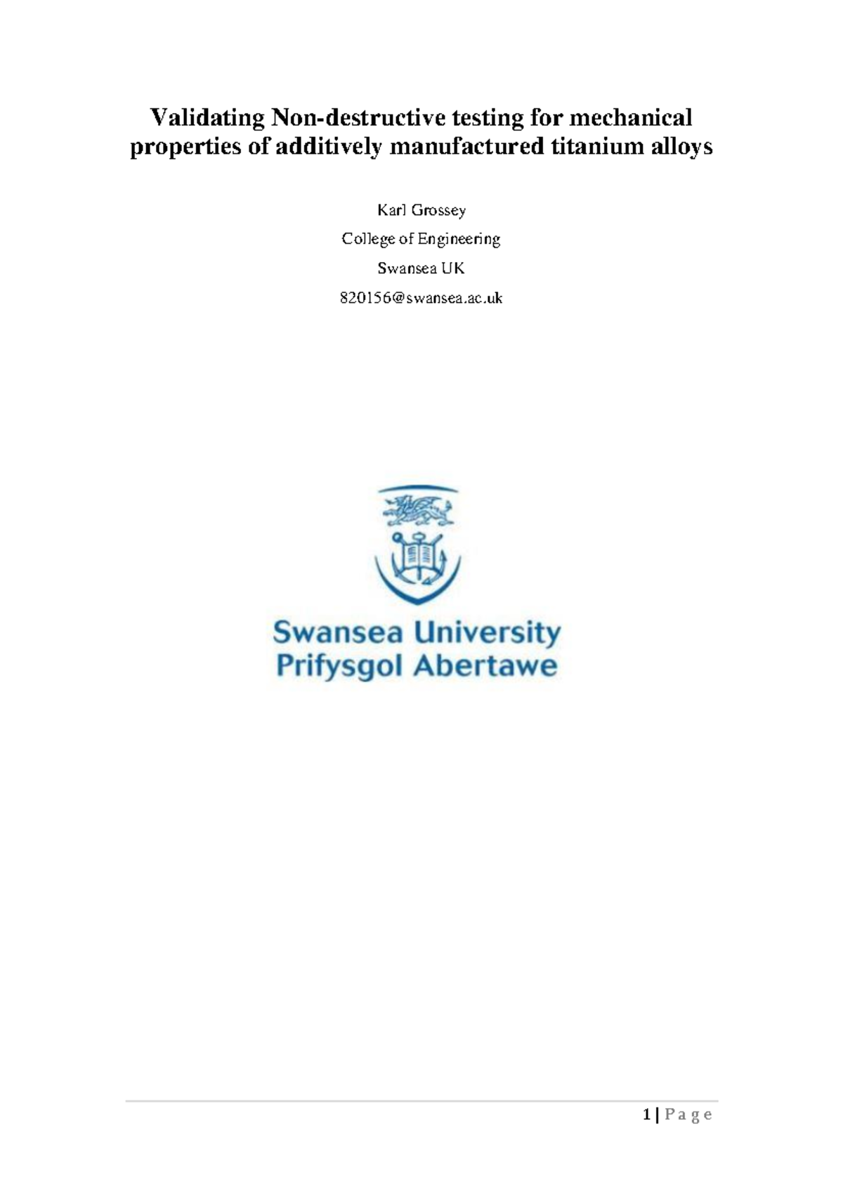 Sample report - Validating Non-destructive testing for mechanical ...