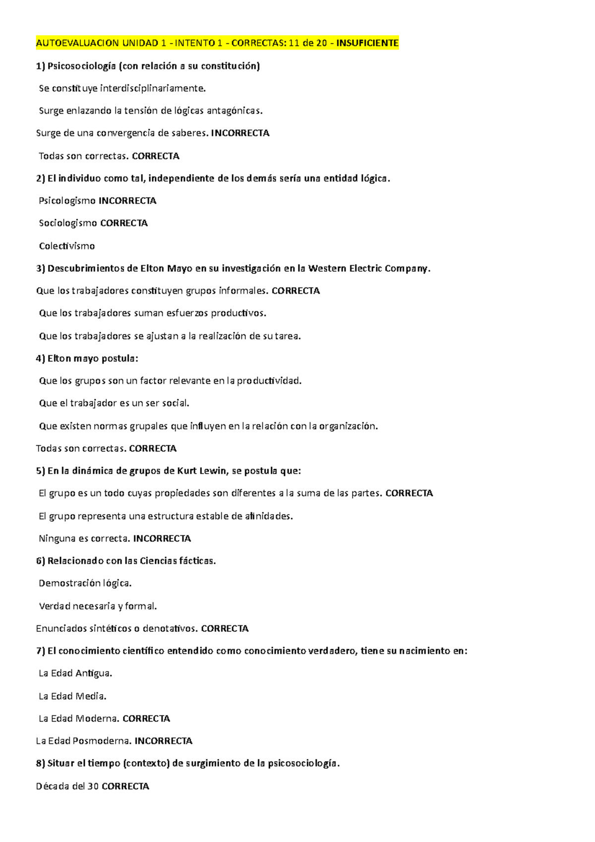 Autoevaluacion Unidad 1 - AUTOEVALUACION UNIDAD 1 - INTENTO 1 ...