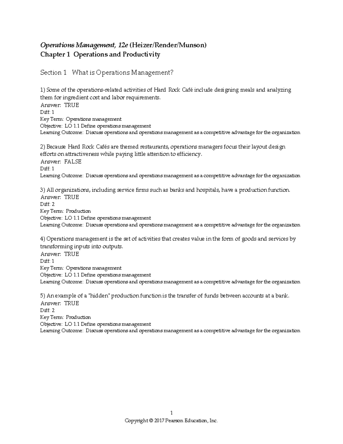 Sample/practice exam 2020, questions and answers - 1 Operations ...