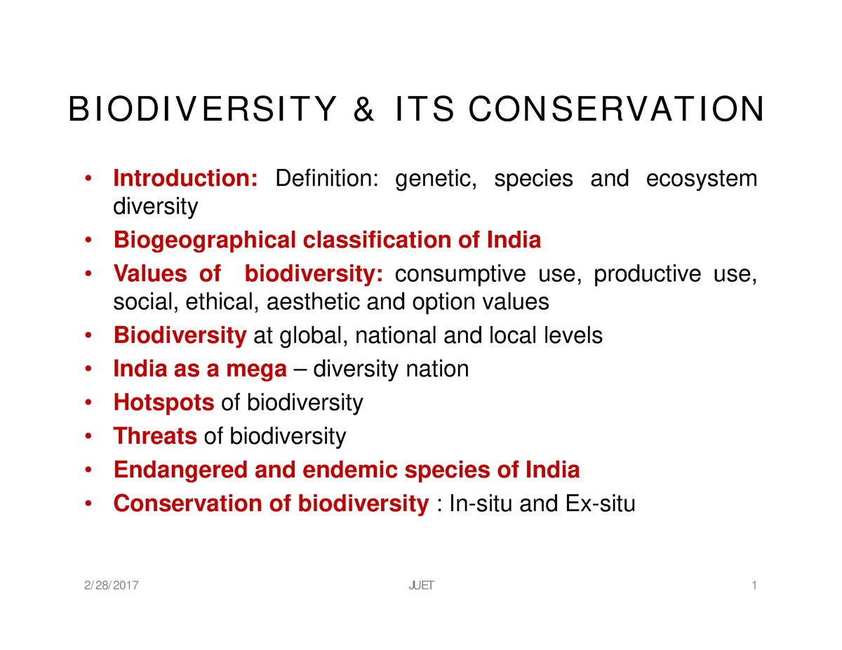 Biodiversity Unit -4 - The Purpose Behind This Course Is To Make The ...