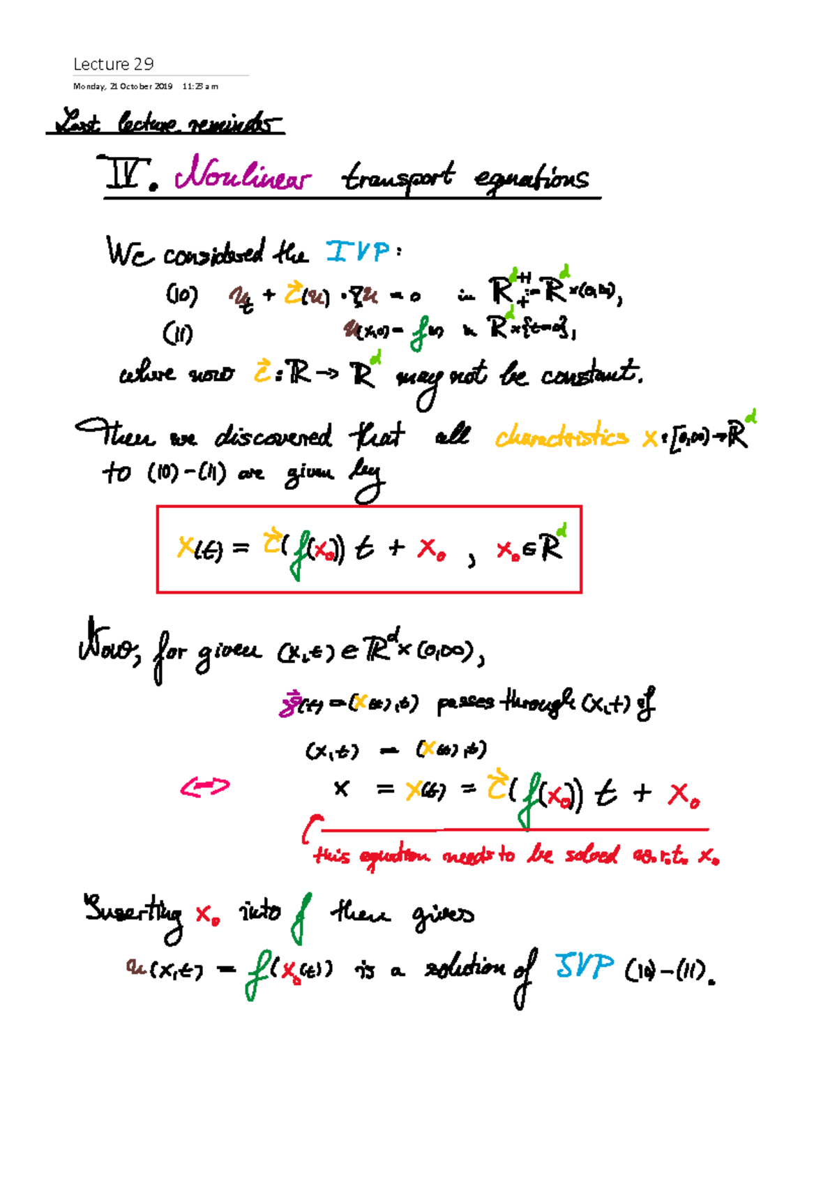 Lecture-11-29-Method of characteristics 4 - MATH3978 - Lecture 29 ...