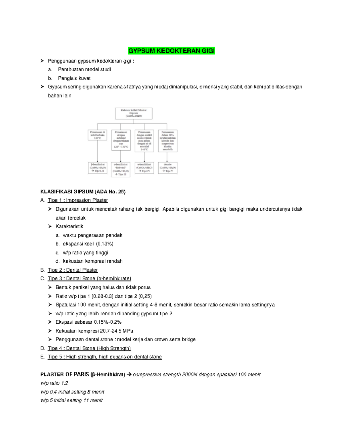 Gypsum Kedokteran Gigi GYPSUM KEDOKTERAN GIGI Penggunaan gypsum