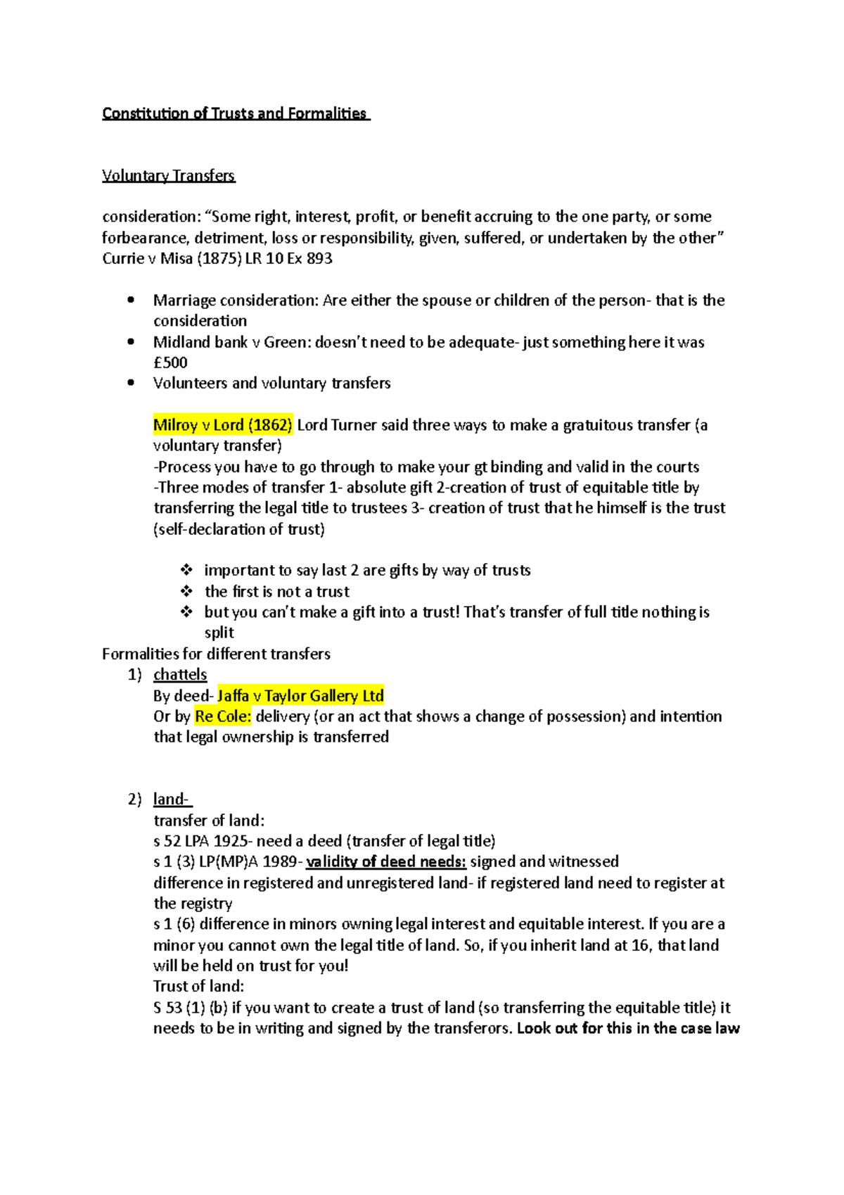 Constitution of Trusts and Formalities - Constitution of Trusts and ...