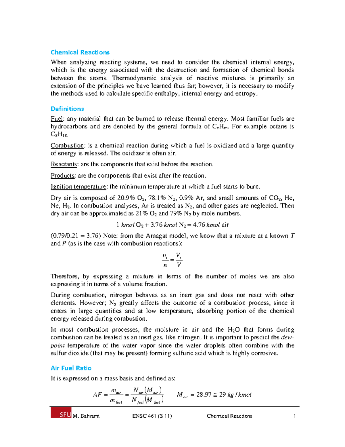 Chemical Reactions - Mechanical Engineering - Chemical Reactions When ...