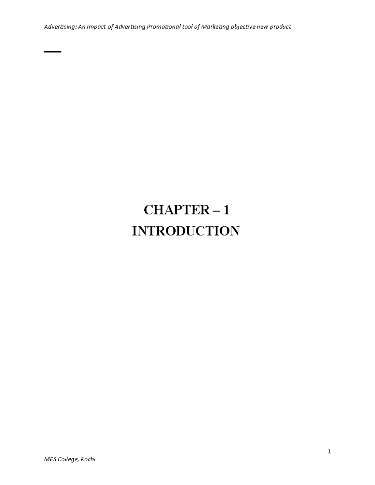 Advertising - Synopsis - CHAPTER – 1 INTRODUCTION 1 1. INTRODUCTION In ...