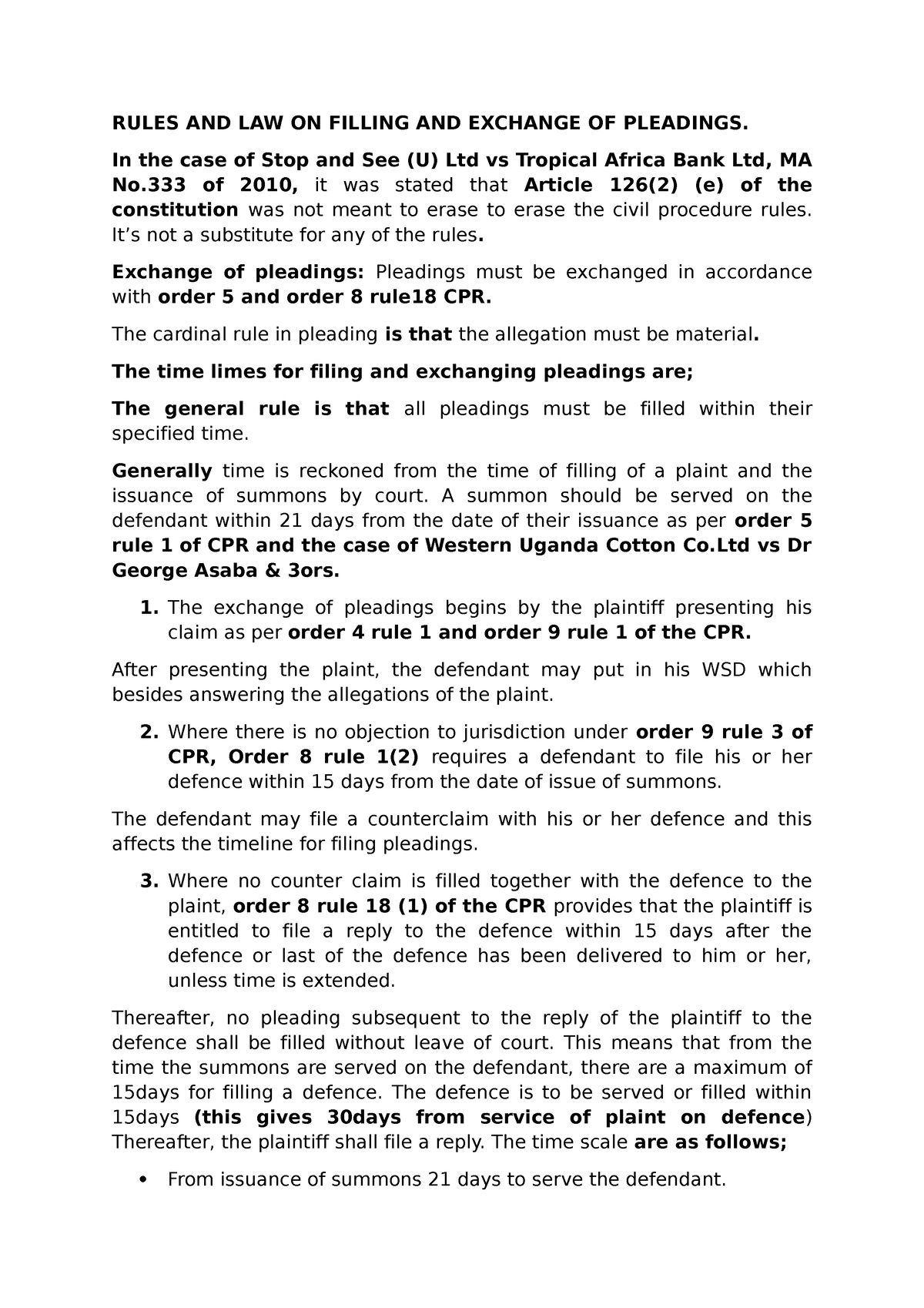 exchange-of-pleadings-summary-civil-procedure-rules-and-law-on