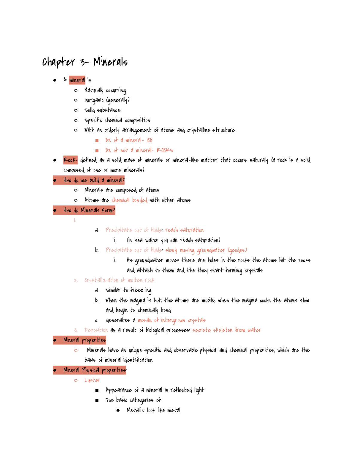 Geo- CH 3 - Julie Retrum - Chapter 3- Minerals A Mineral Is Naturally ...