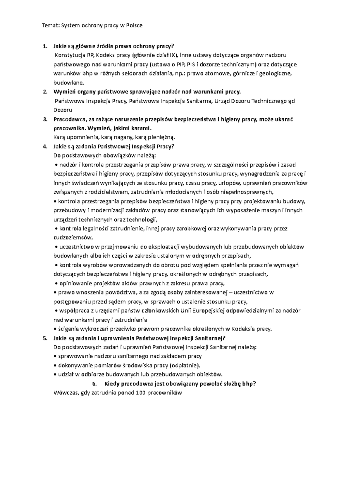 Jakie są główne źródła prawa ochrony pracy - Temat: System ochrony