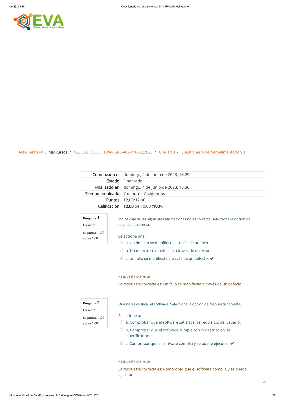 Cuestionario De Retroalimentación 3 Revisión Del Intento - Pregunta 1 ...