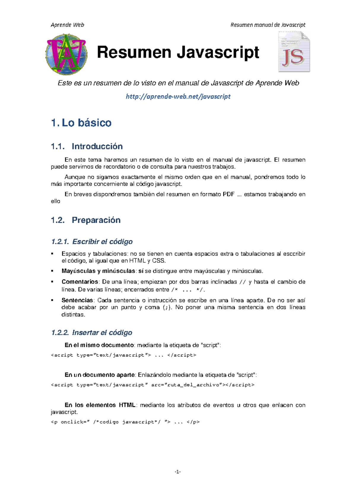 Resumen Javascript Programacion - Resumen Javascript Este es un resumen ...