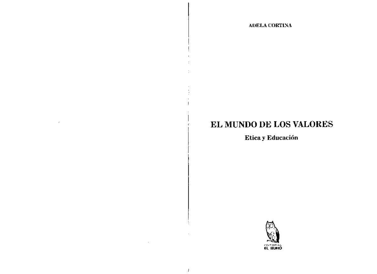 Adela Cortina, Libro EL Mundo DE LOS Valores - Corrientes de Psicología