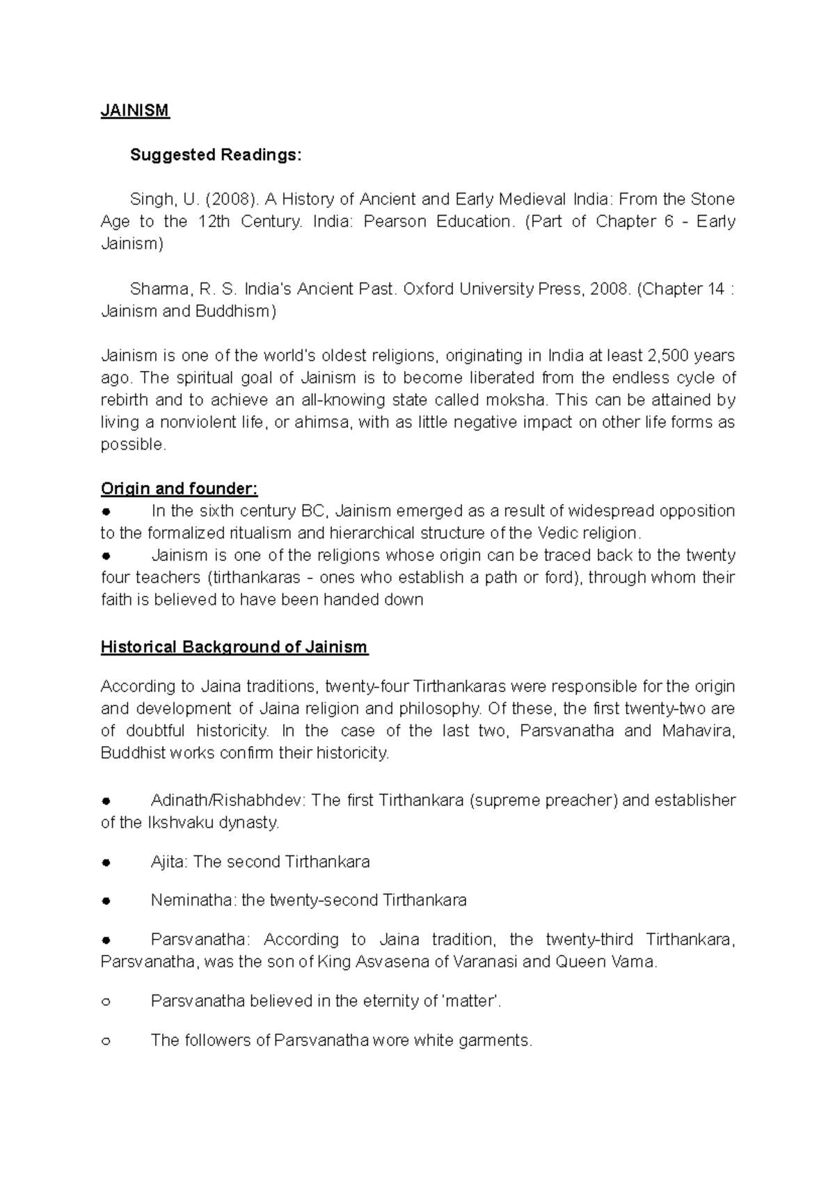Jainism and the teachings of Mahavira - JAINISM Suggested Readings ...