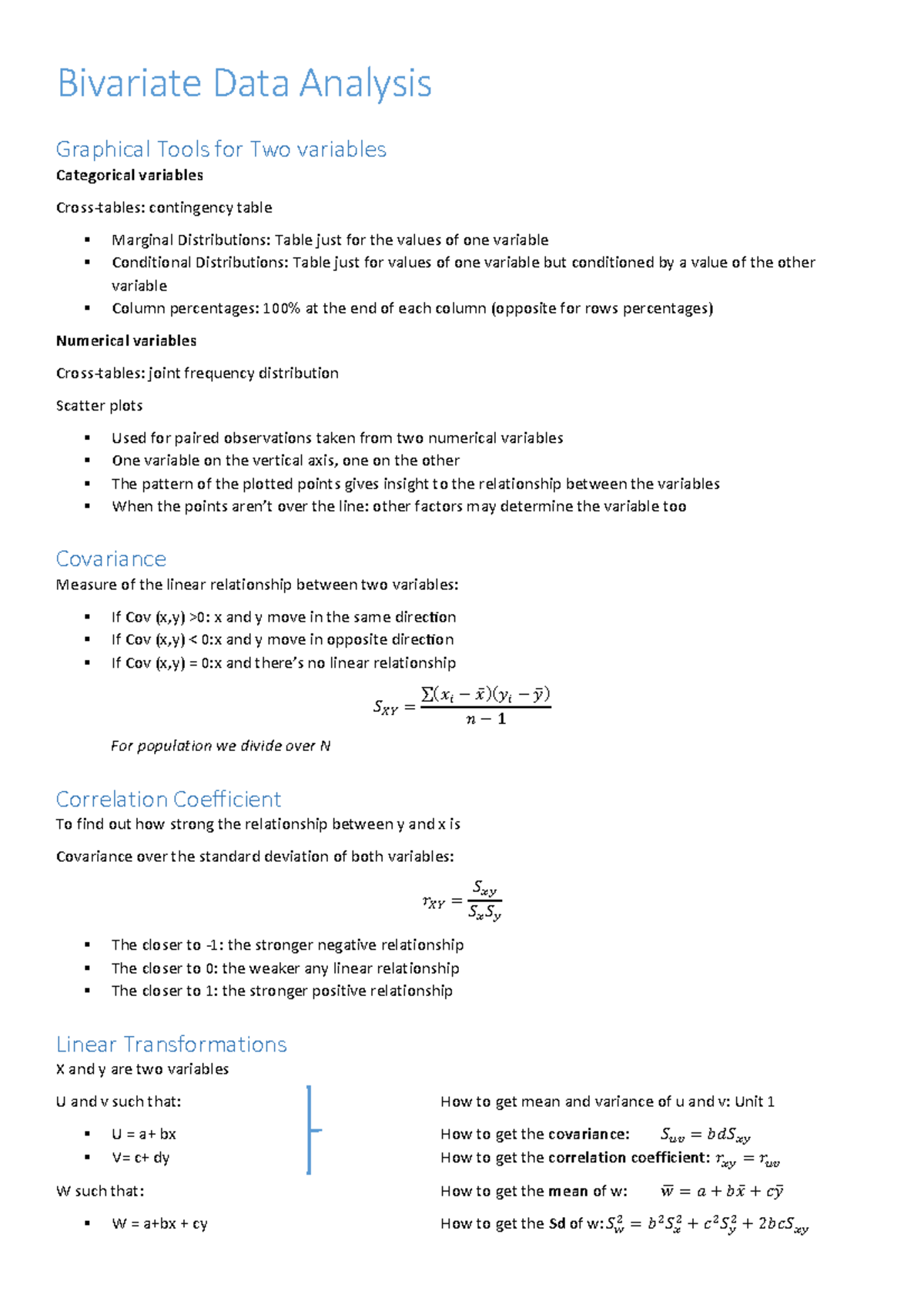 Unit 2 Bivariate Data Analysis Graphical Tools For Two Variables Categorical Variables Contingency Table Marginal Distributions Table Just For The Values Of One Studocu