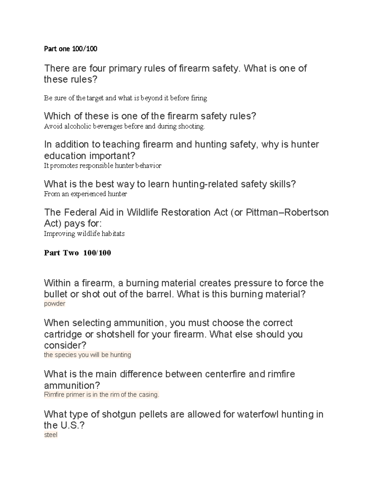 Hunter ED material Part one 100/ There are four primary rules of