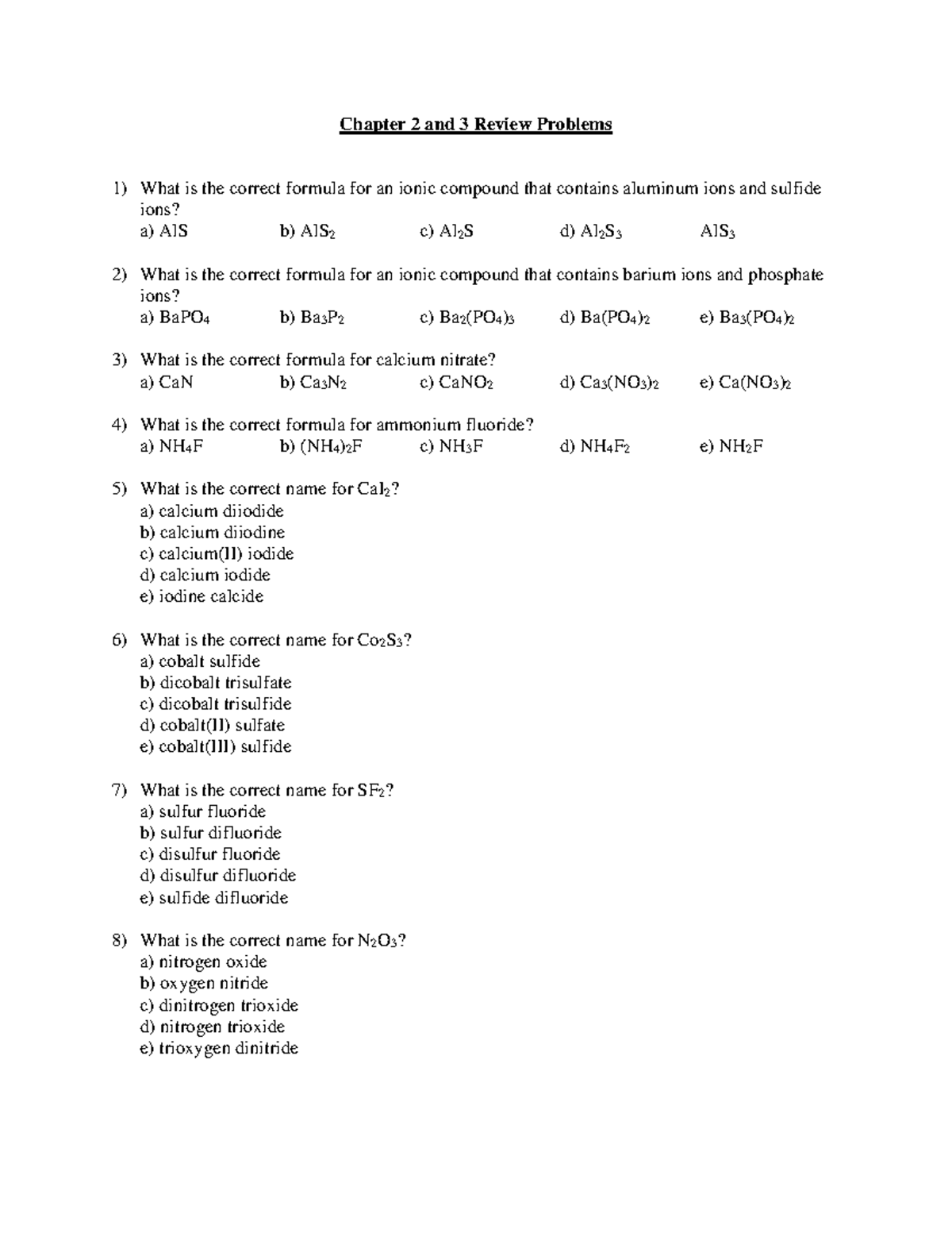 Chapter 2 And 3 Review Problems - Chapter 2 And 3 Review Problems What 