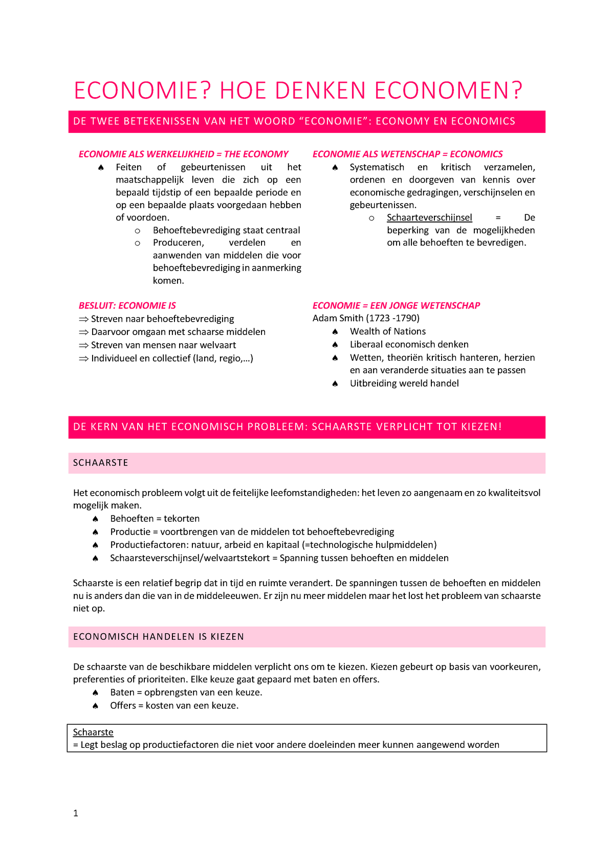 Samenvatting Hoofdstuk 1 Wat Is Economie - ECONOMIE? HOE DENKEN ...