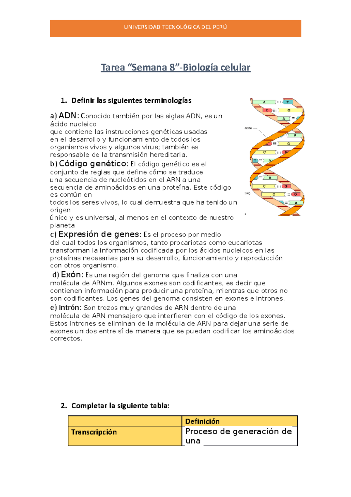 Tarea 8 Biologia - Toma P Kchimbo - Tarea “Semana 8”-Biología Celular 1 ...