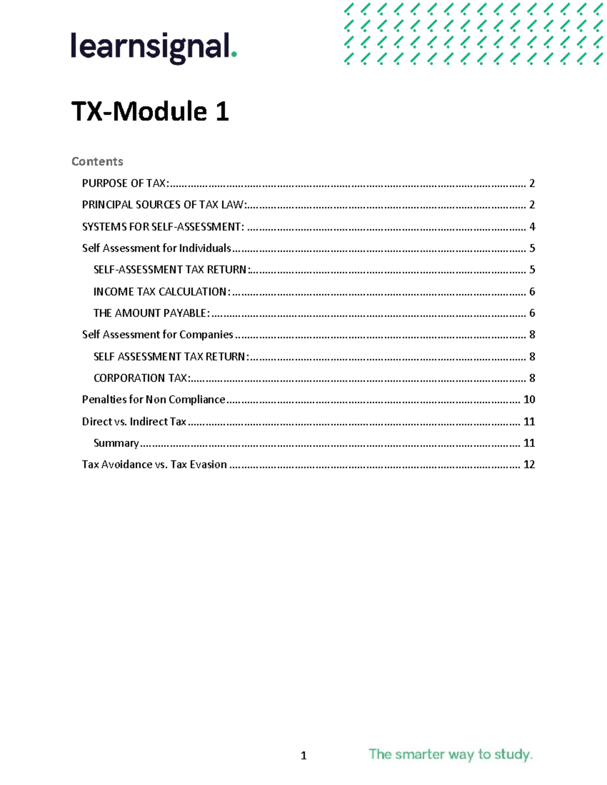 ACCA Tax (F6) Notes For Exams Up To Mar 2022 - Contents PURPOSE OF TAX ...