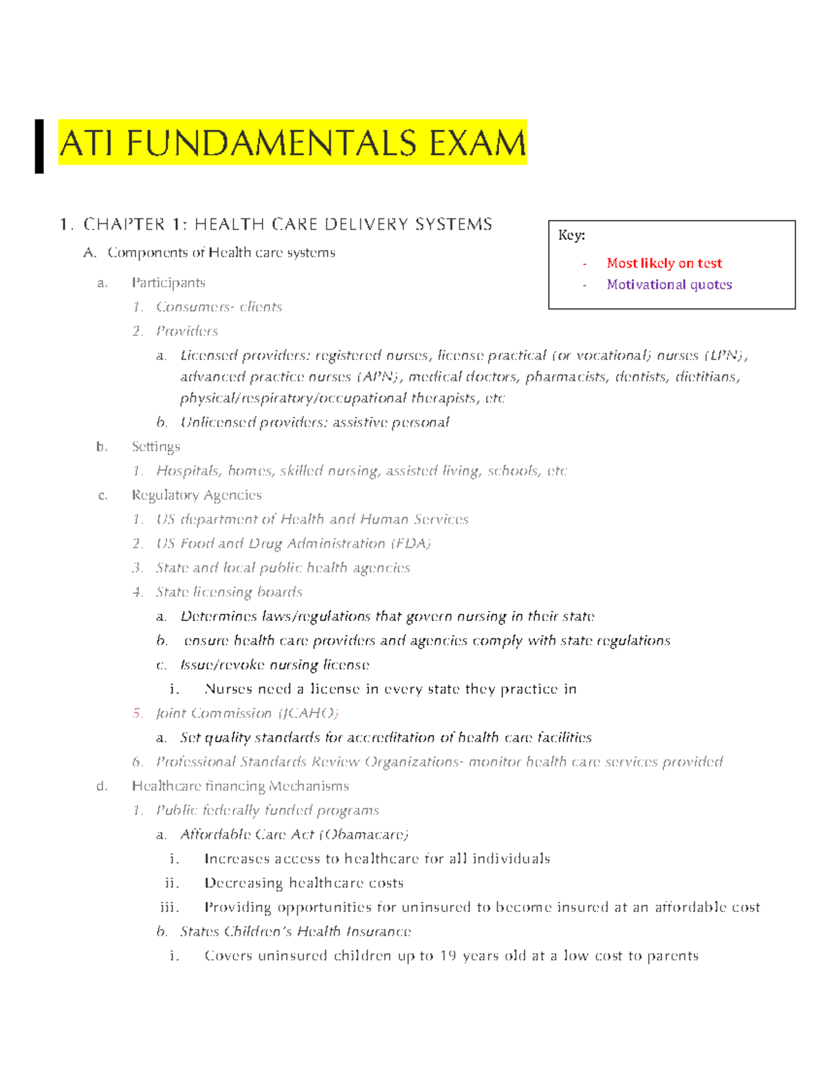 chapter 01 case study health care delivery systems