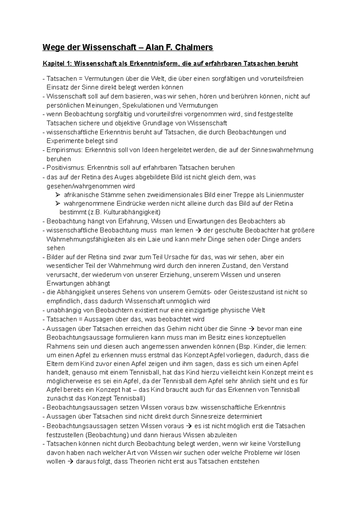 Zusammenfassung Wege der Wissenschaft Wege der Wissenschaft Alan F