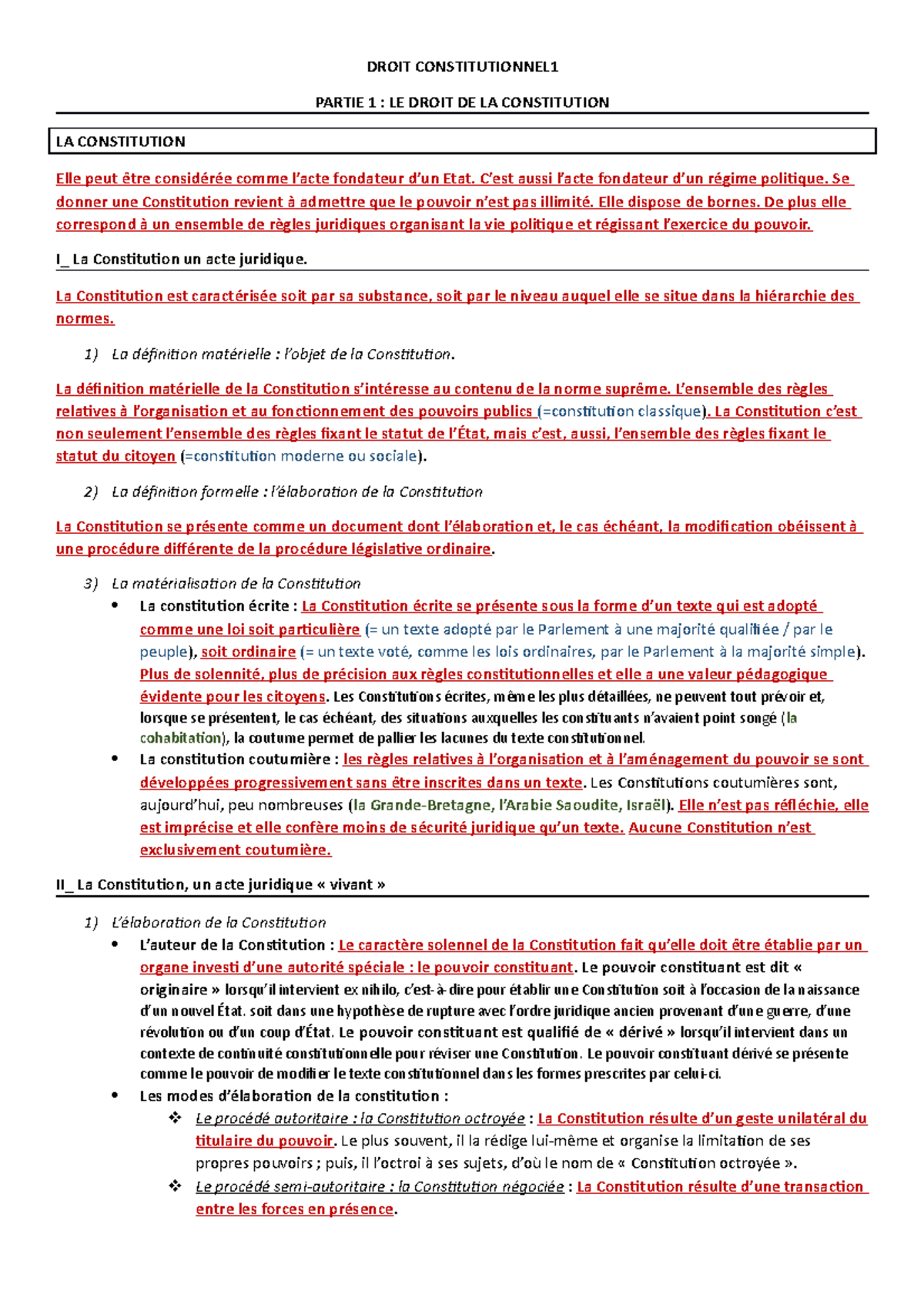 Droit Constitutionnel La Constitution - DROIT CONSTITUTIONNEL PARTIE 1 ...