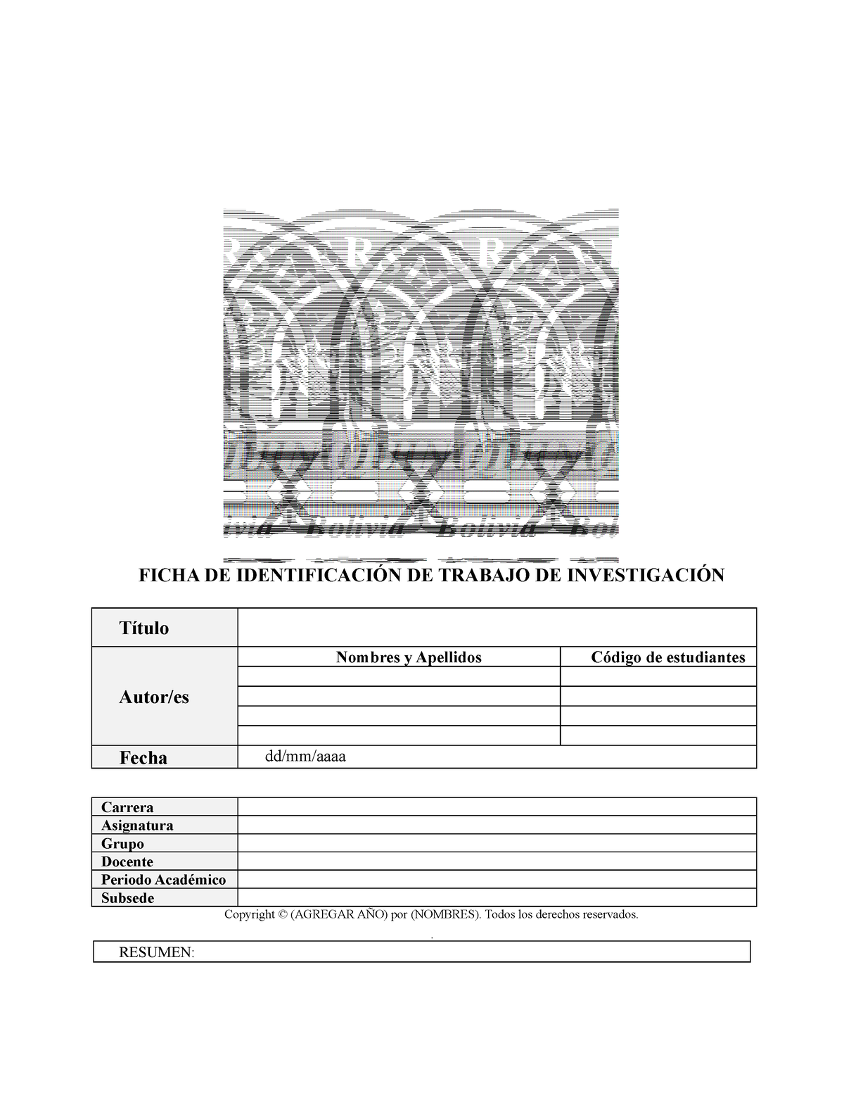 Formato Trabajo DE INV - Normativa - FICHA DE IDENTIFICACIÓN DE TRABAJO ...