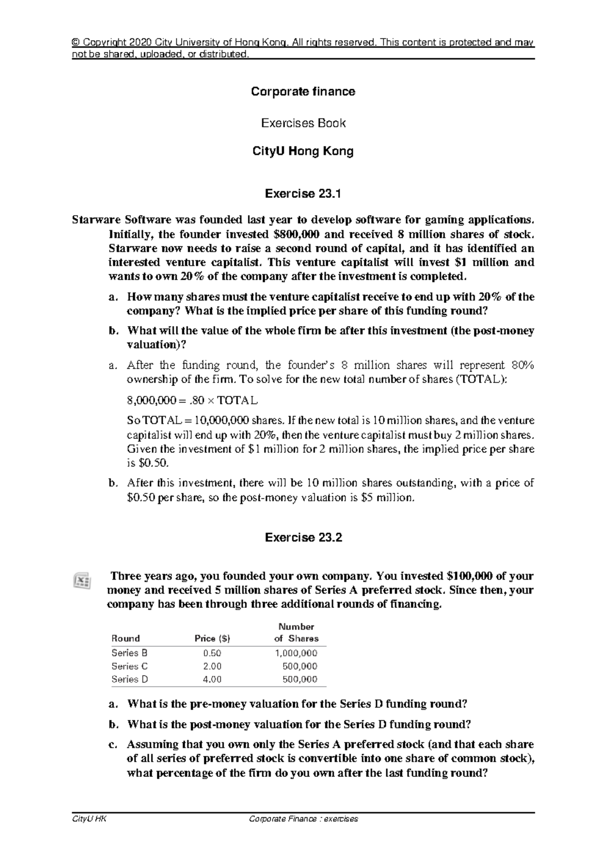 Exercise book chapter 23 answer - not be shared, uploaded, or ...