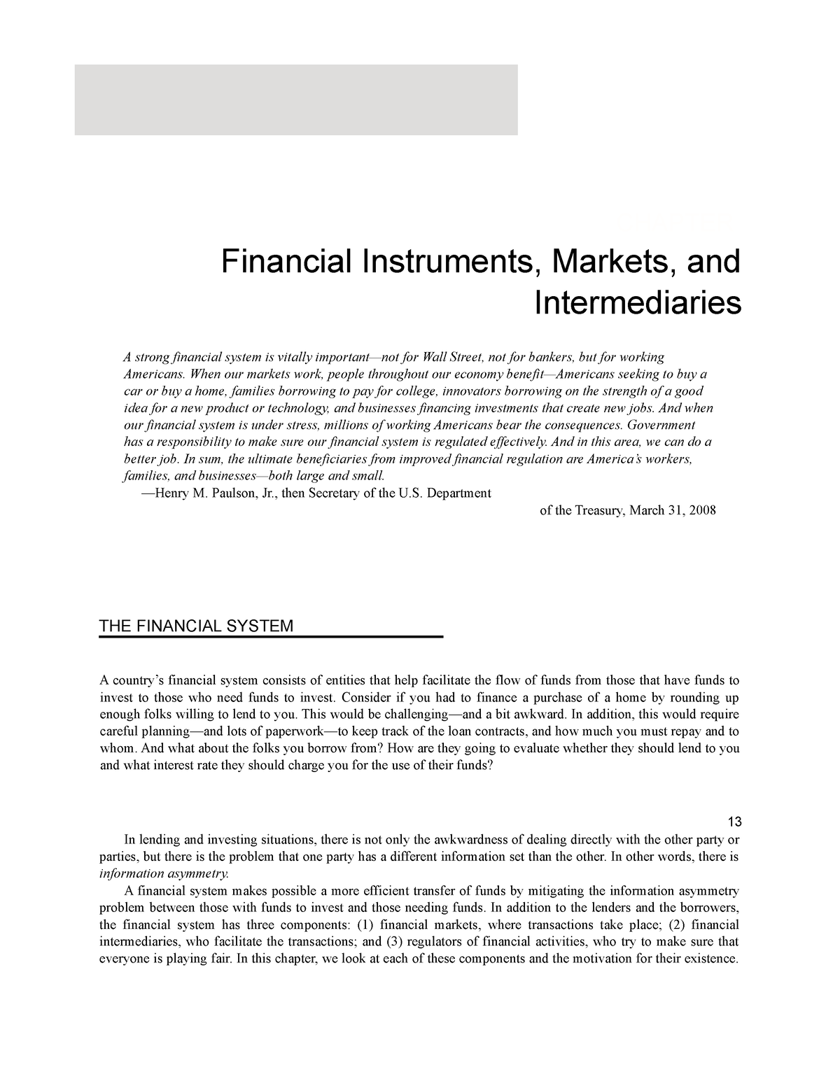 Financial Instruments, Markets, And Intermediaries - CHAPTER Financial ...