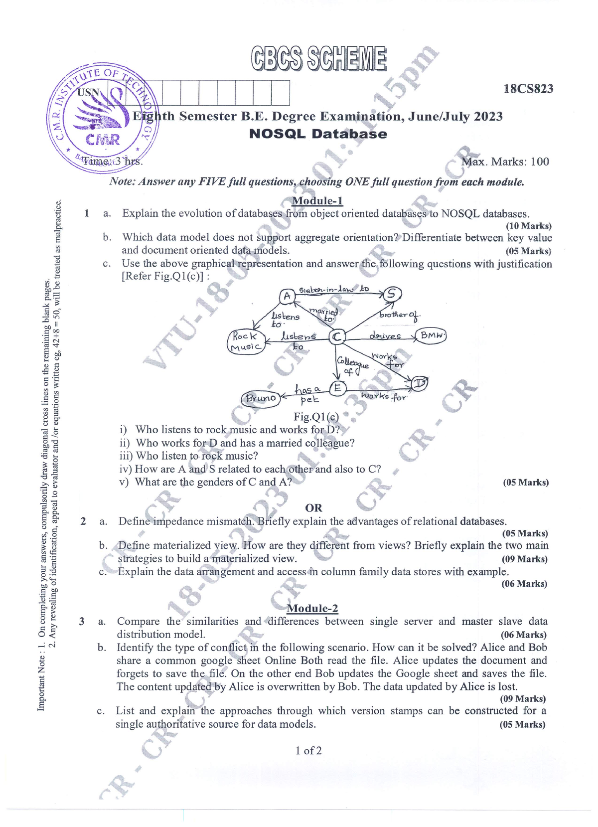 VTU Question Paper of 18CS823 Nosql Database June-July-2023 - NoSQL ...