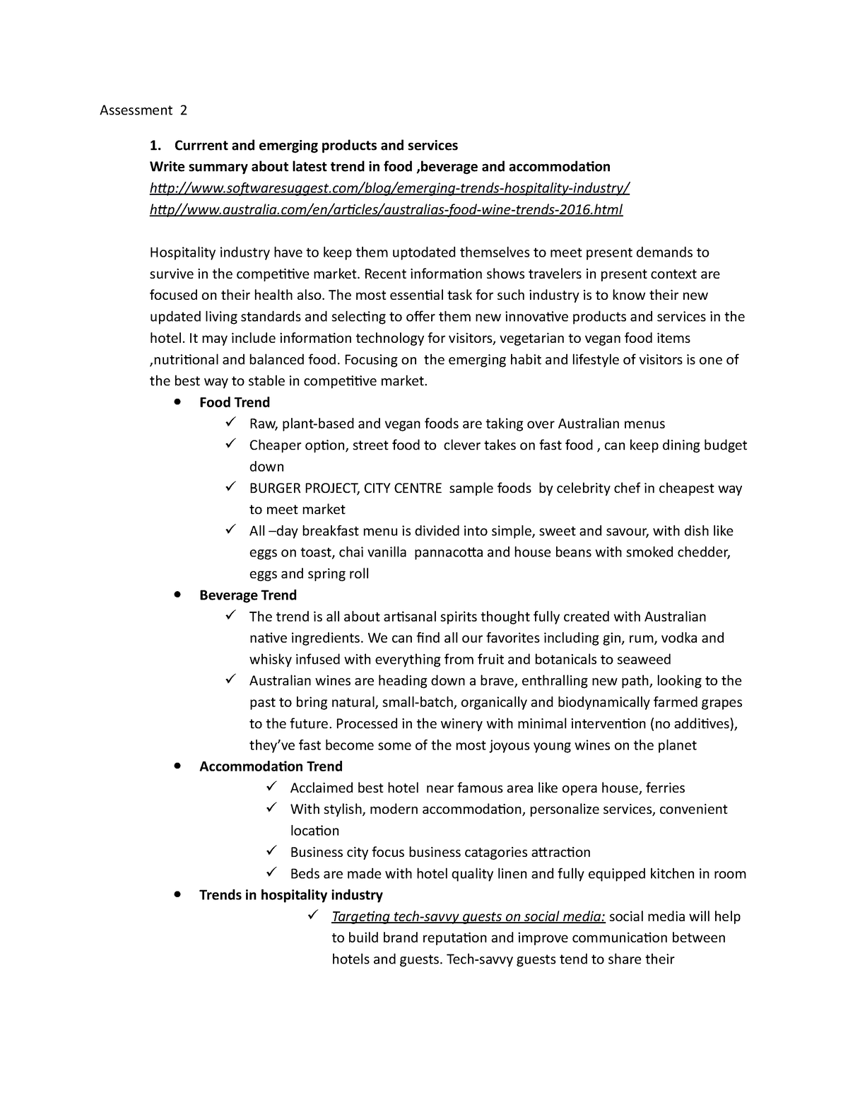 Assessment 2 Source AND USE - Assessment 2 1. Currrent and emerging ...