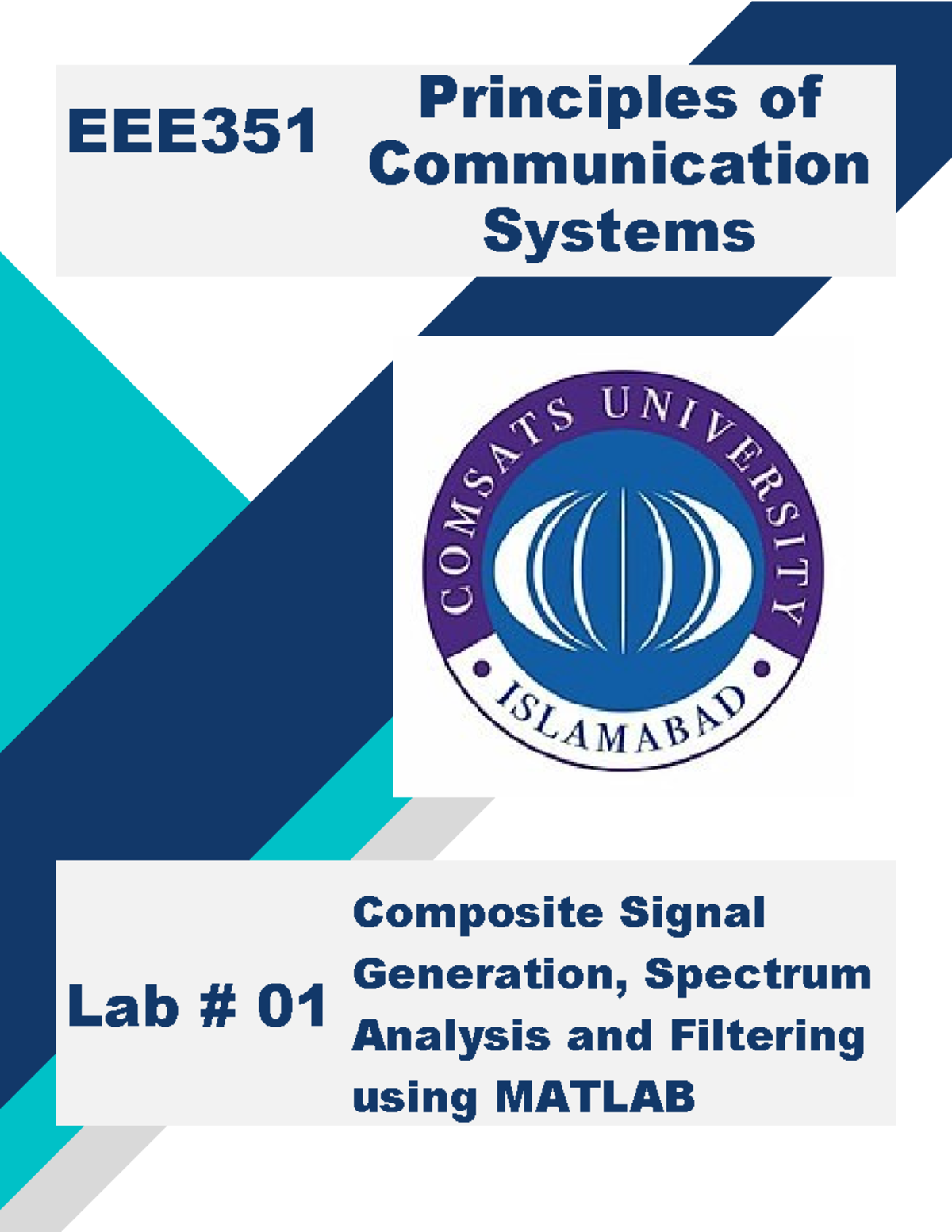 FA23 PCS Lab 1 - EEE Principles of Communication Systems Lab # 01 ...