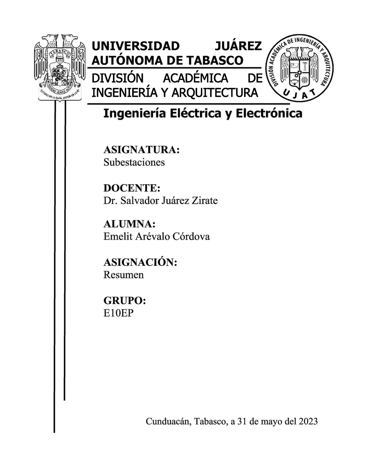 Resumen Capítulo 7 Subestaciones De Alta Y Extra Alta Tensión Universidad Ju¡rez Aut”noma De