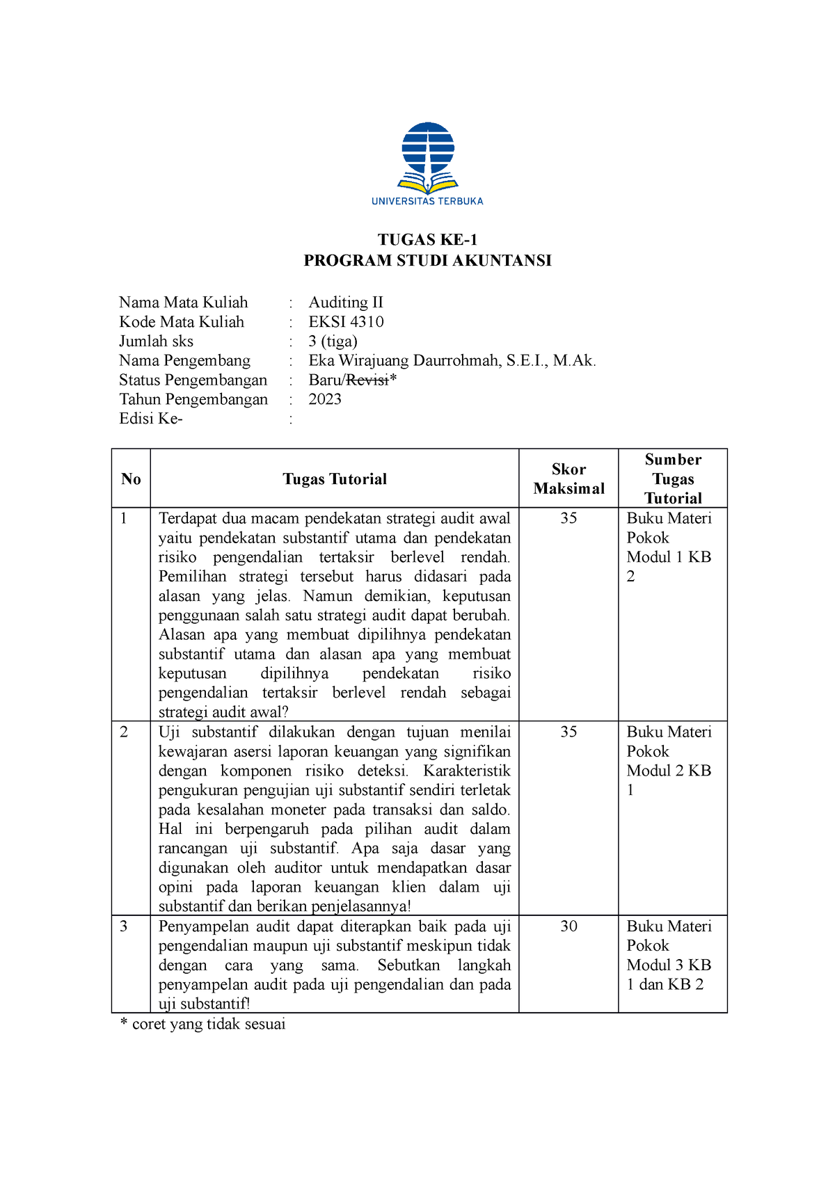 Tugas 1 Auditing II - Ya Itulah - TUGAS KE- PROGRAM STUDI AKUNTANSI ...