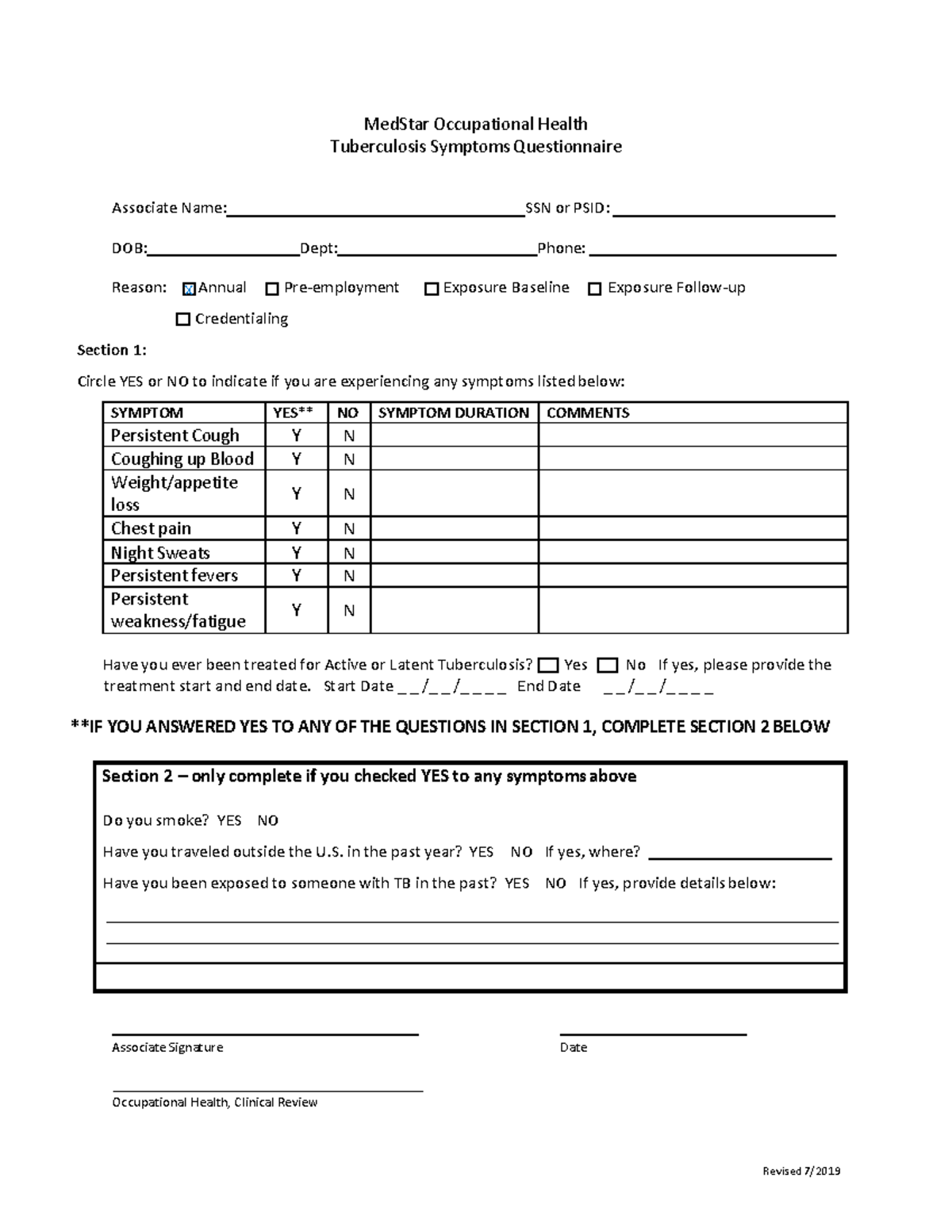 Annual tb questionnairepdf - MedStar Occupational Health Tuberculosis ...