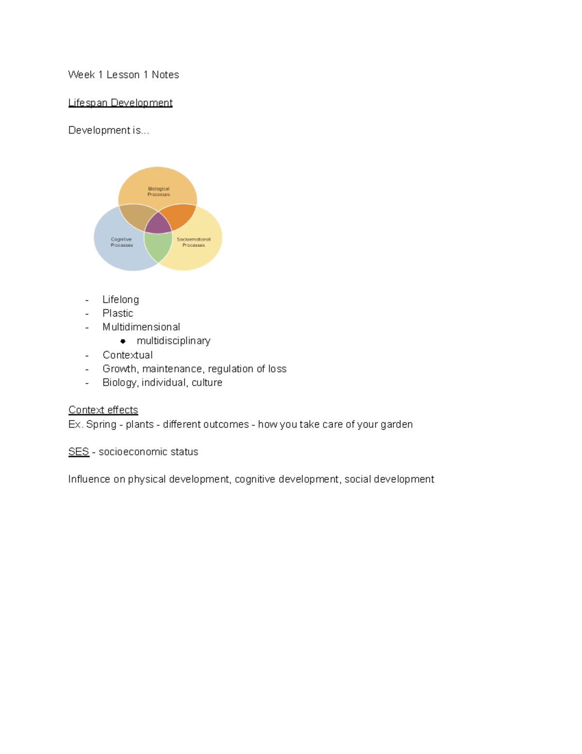 Week 1 Lesson 1 Notes - Week 1 Lesson 1 Notes Lifespan Development ...