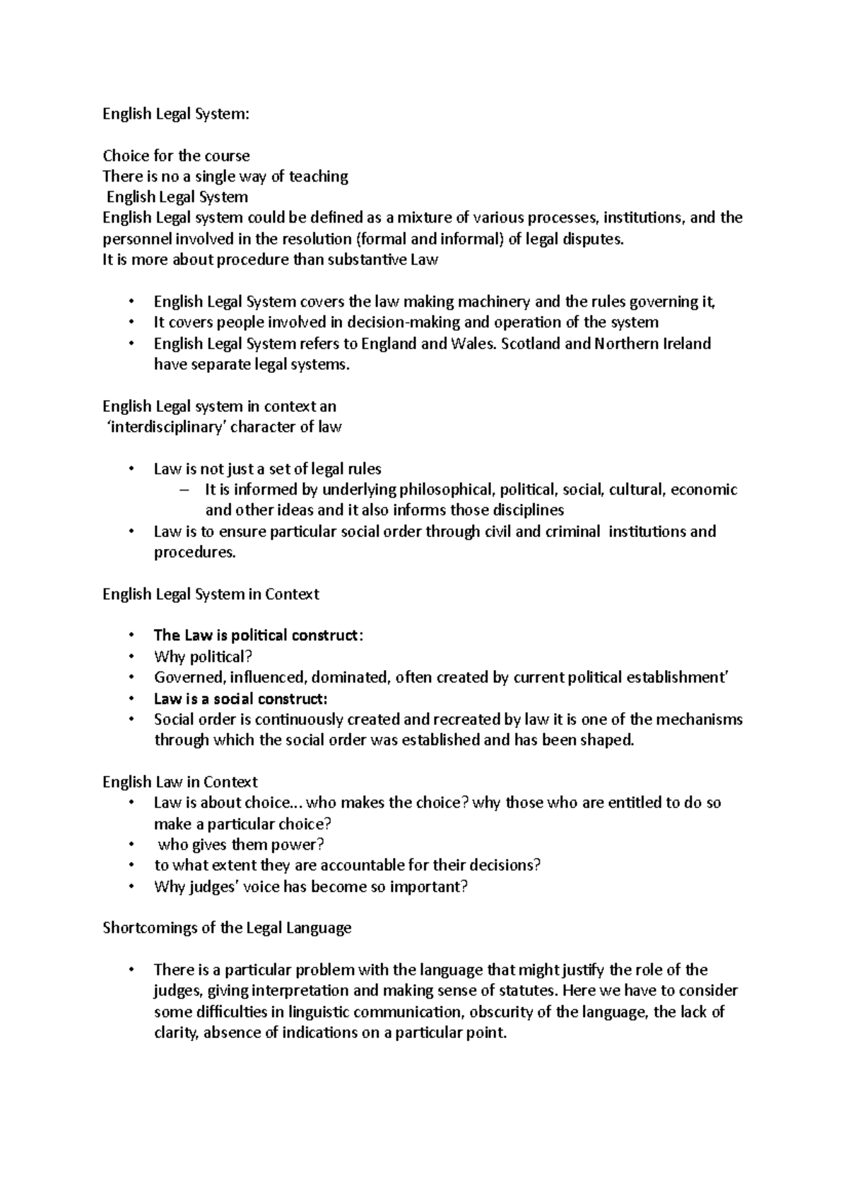 85 English Legal System English Legal System Choice For The Course 