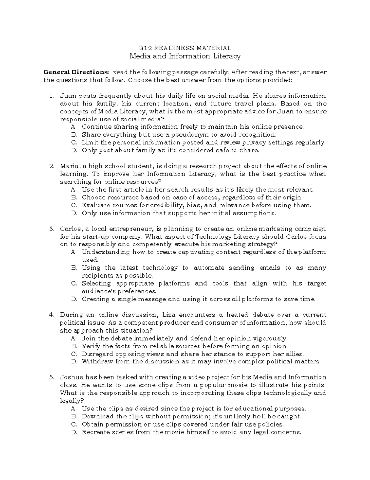 G12 Readiness Material-MIL - G12 READINESS MATERIAL Media and ...