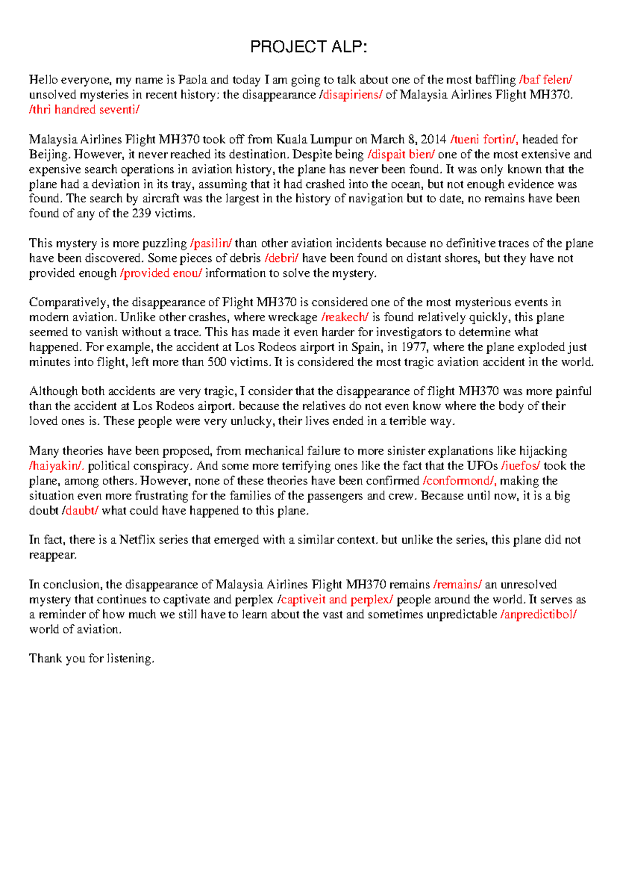 ALP basic 9 PROJECT ALP Hello everyone, my name is Paola and today I