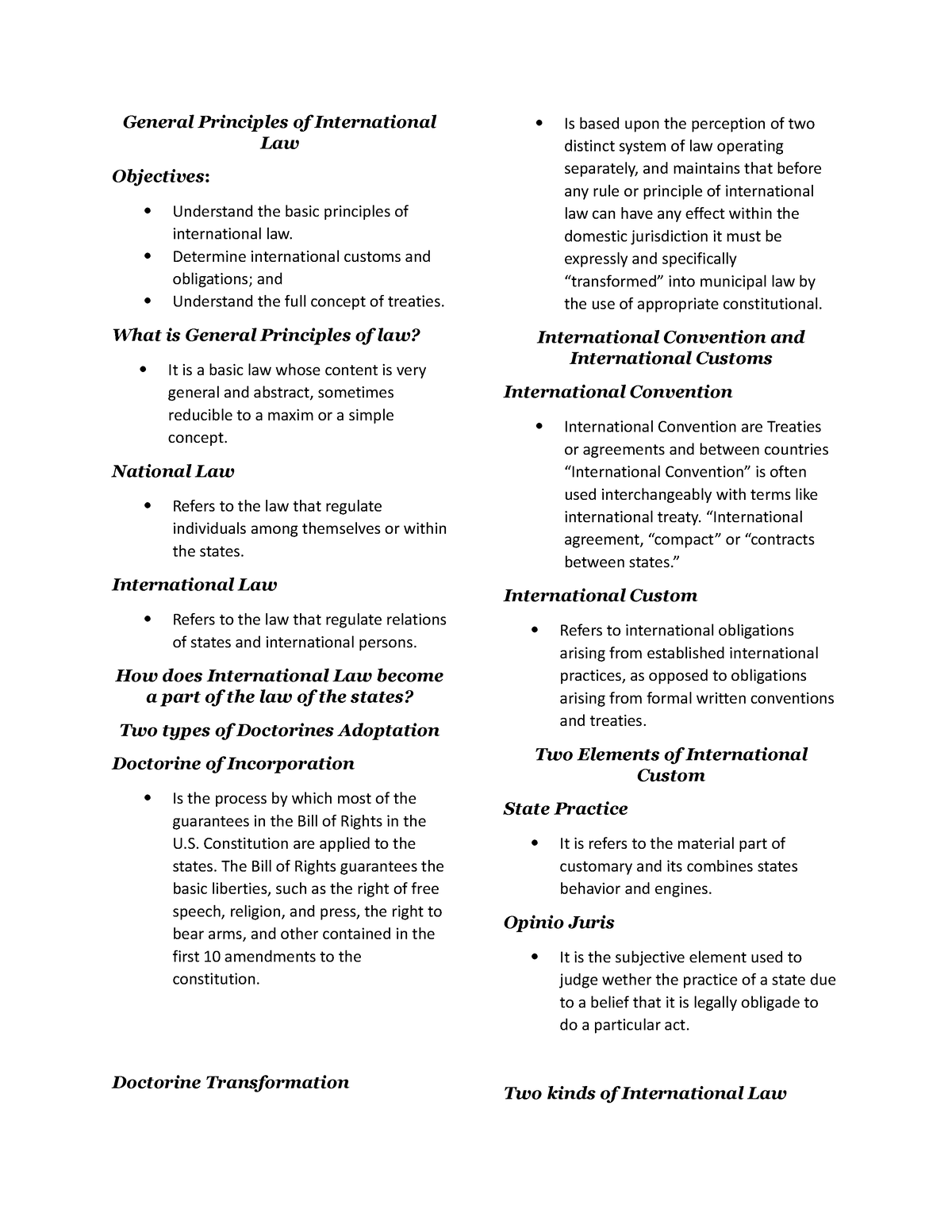 General Principles Of International Law - Bachelor Of Science In ...