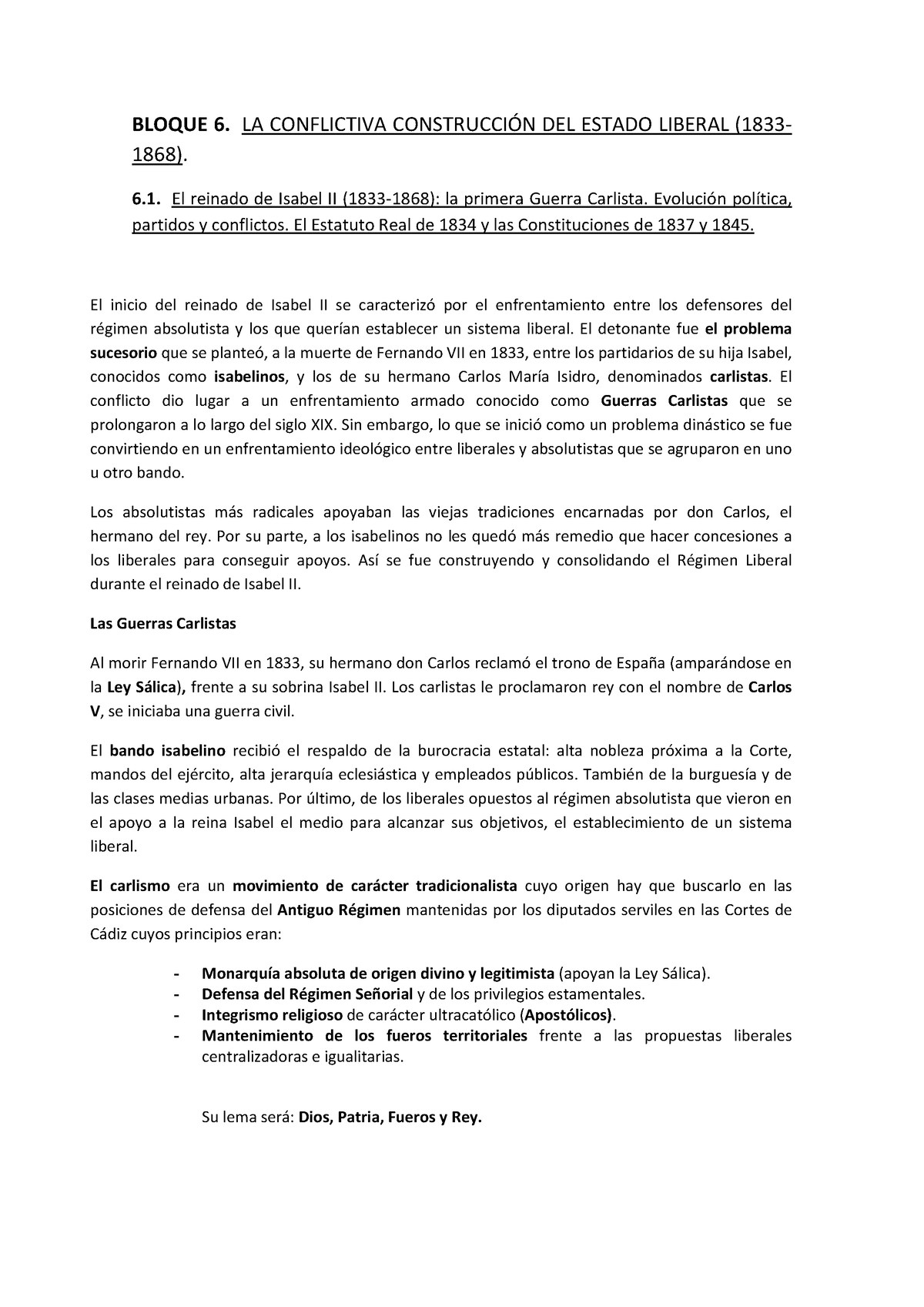 Bloque 06. LA Conflictiva Construcción DEL Estado Liberal (1833-1868 ...