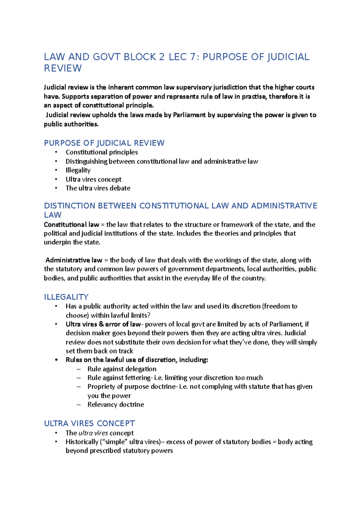 Judicial Review - LAW AND GOVT BLOCK 2 LEC 7: PURPOSE OF JUDICIAL ...