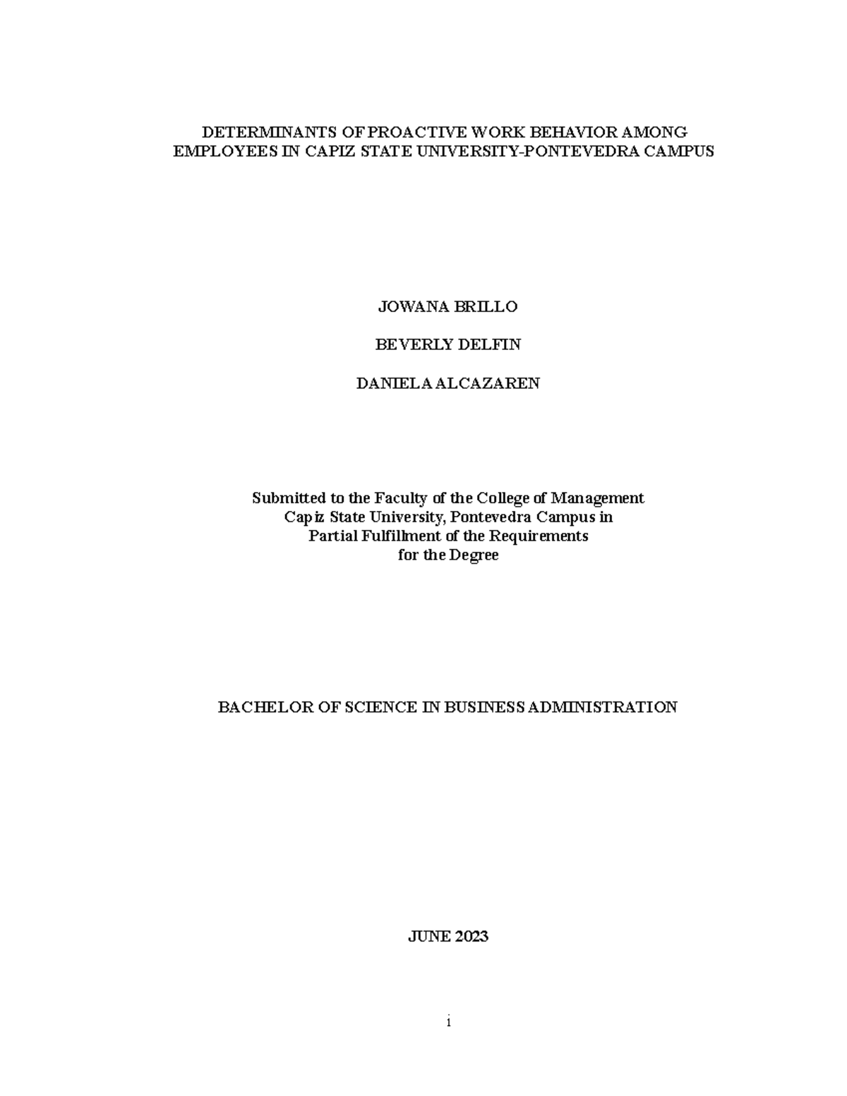 Final draft group 6 proactive work behavior Repaired DETERMINANTS OF