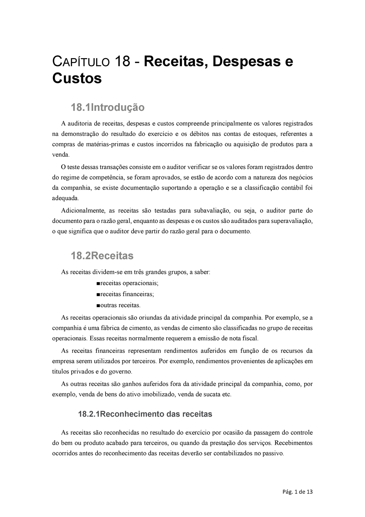 Capítulo 18 Receitas Despesas E Custos Ccn6022 Ufsc