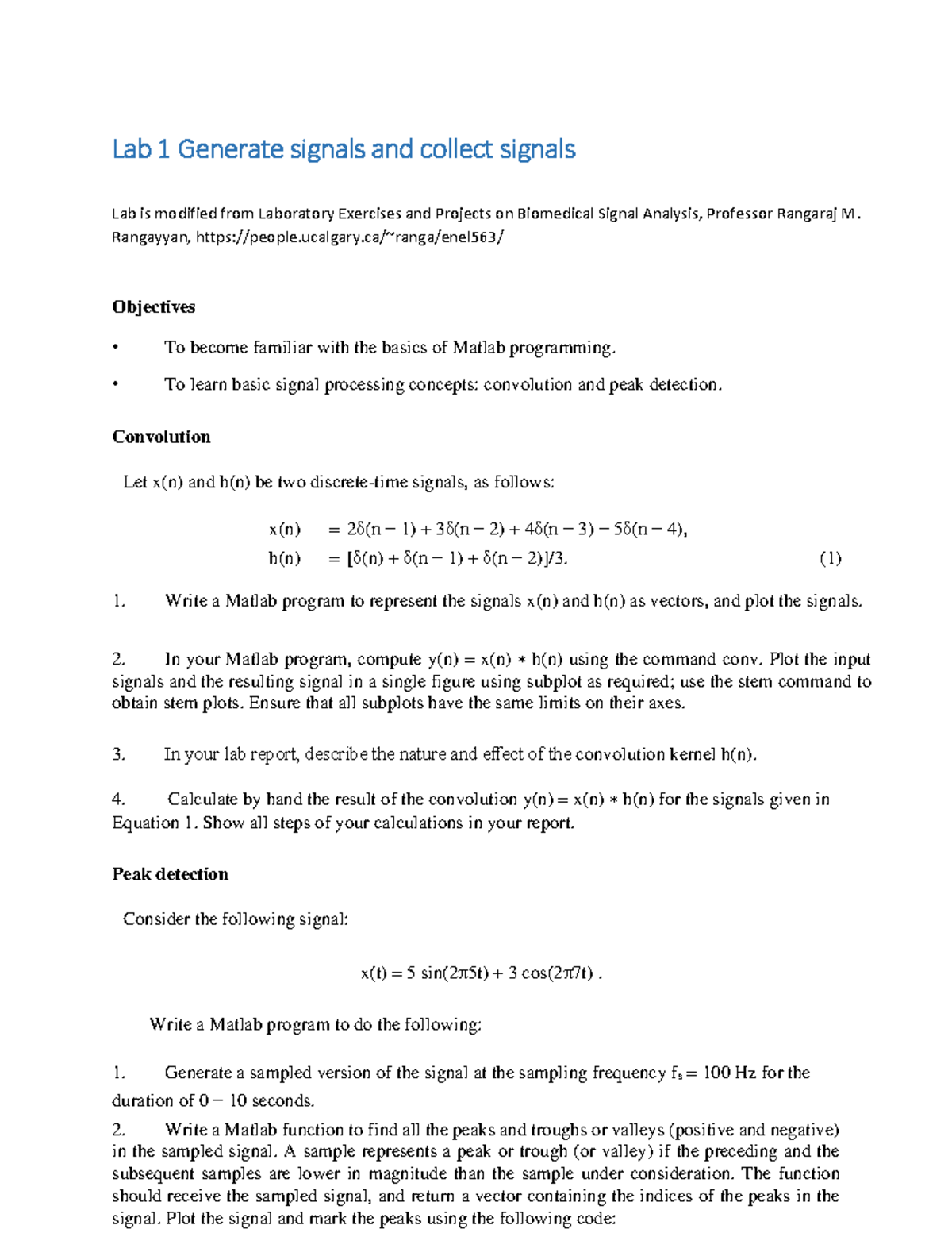 Lab1 manual 25 01 2022 Lab 1 Generate signals and collect signals Lab